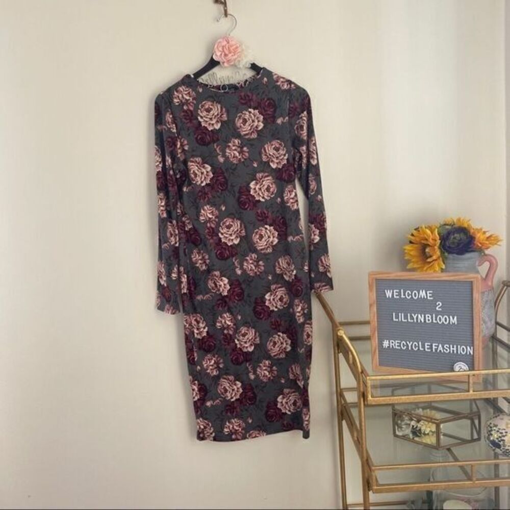Tunic Dress floral with Long Sleeves/ stretchy